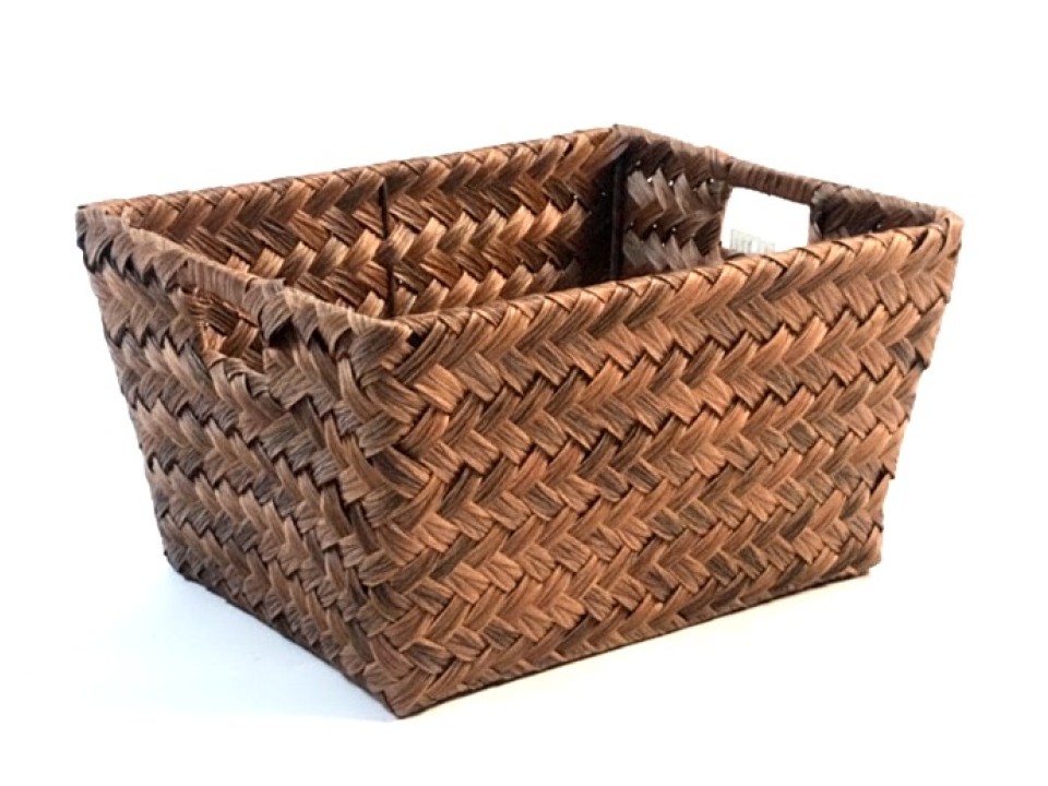 Top-tier Rectangular PE Resin Woven Storage Basket with Cut-out Handles
